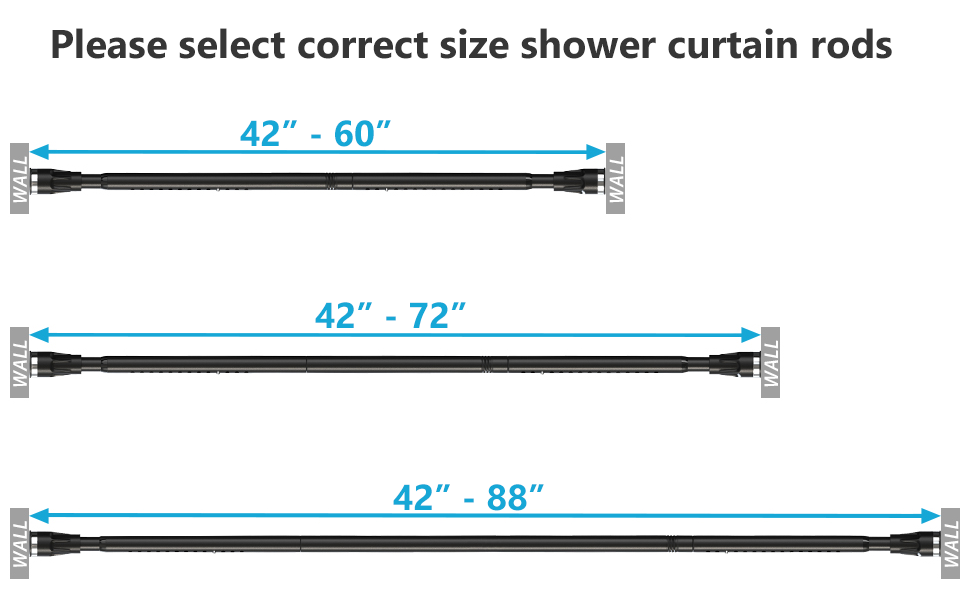 Black Shower Curtain Rod, 4088 inch Adjustable Shower Rod No Drilling for Bathroom