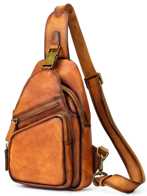 Amazon.com: NIUCUNZH Genuine Leather Sling Bag Front Metal