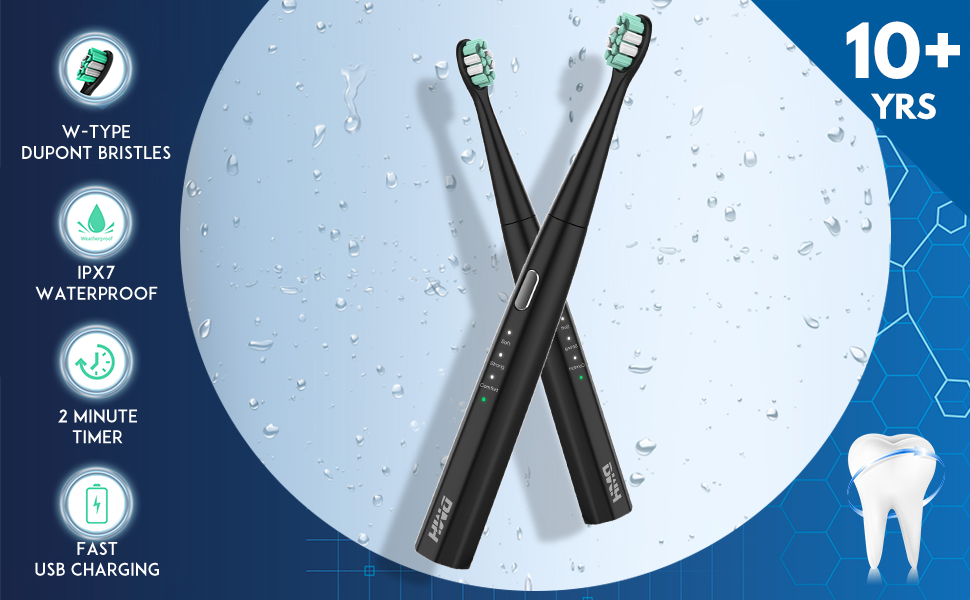 Electric Toothbrush, USB Rechargeable Sonic Toothbrush, Smart Travel Toothbrush