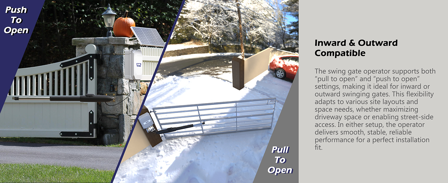 Flexible Installation – Supports Both Inward and Outward Mounting for Any Gate Layout
