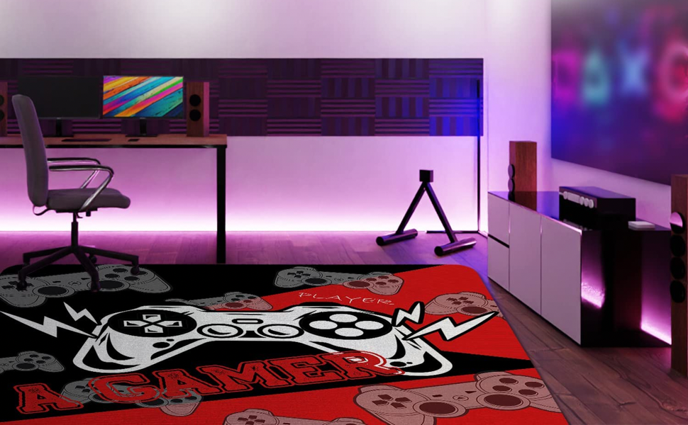 Gaming Rug Gamer Area Rugs Gaming Controller Gamepad Carpets for Boys