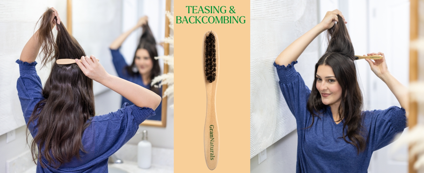 GranNaturals Teasing Backcombing Edge Control Slick Back Hair Brush