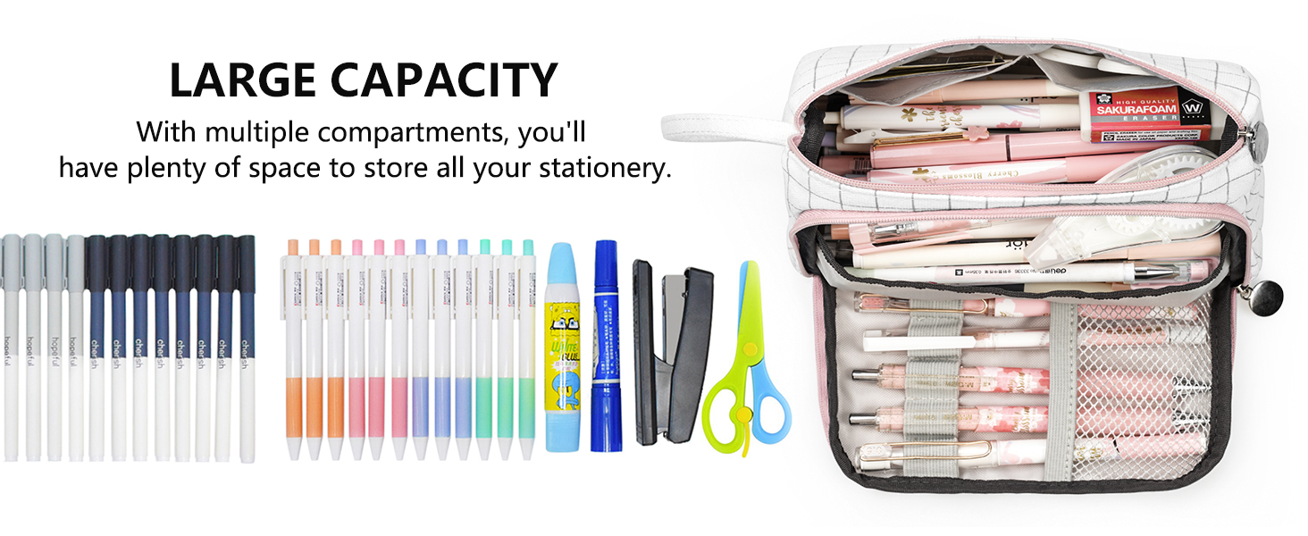 Mokani Large Capacity Pencil Case Organizer, Canvas Pen Pencil Pouch