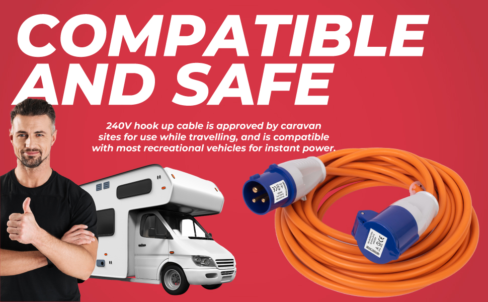 GADLANE 10M Extension Lead Heavy Duty Caravan Hook Up Cable, 16 Amp