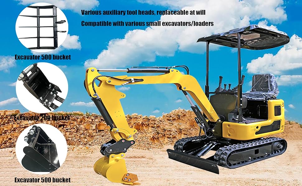 Mini Excavator Rake, Wide Backhoe Rake, Hydraulic Tilt