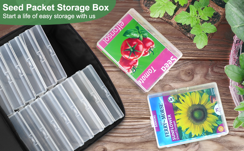 16 Slots Seed Storage Organizer Box with Zipper Bag