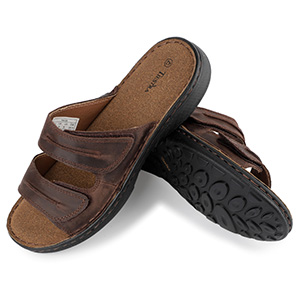 TIESTRA Mens Slide Sandal Summer Beach Indoor and Outdoor Anti-skidding Slide Slippers with Two Adjustable Leather Straps 3 TIESTRA
