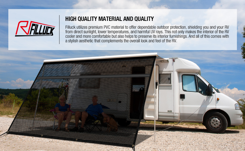 Filluck RV Awning Shade Screen with Zipper Next Gen RV