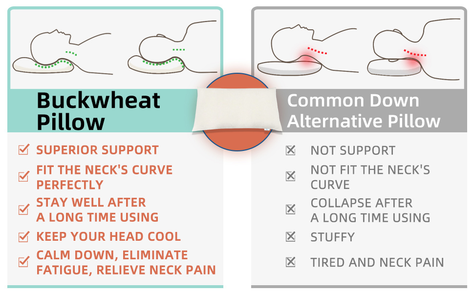 NutriBuck® Buckwheat Hulls Pillow Standard Size 15" x 25" inch