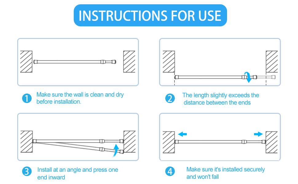 MEXAU 1Pack Spring Tension Curtain Rod 2639 inch Spring
