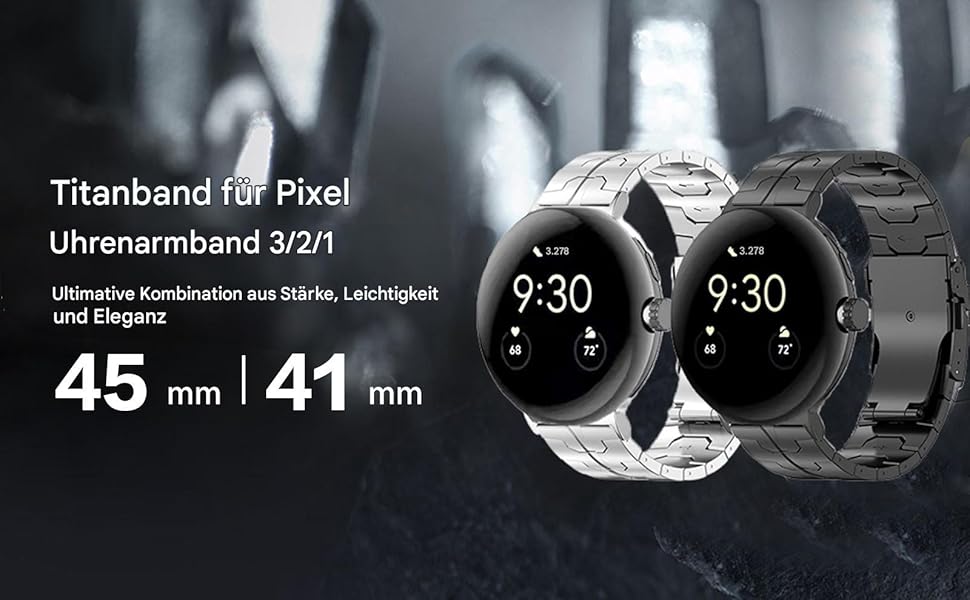 Titanium strap compatible with Pixel Watch 3 45 mm bracelets