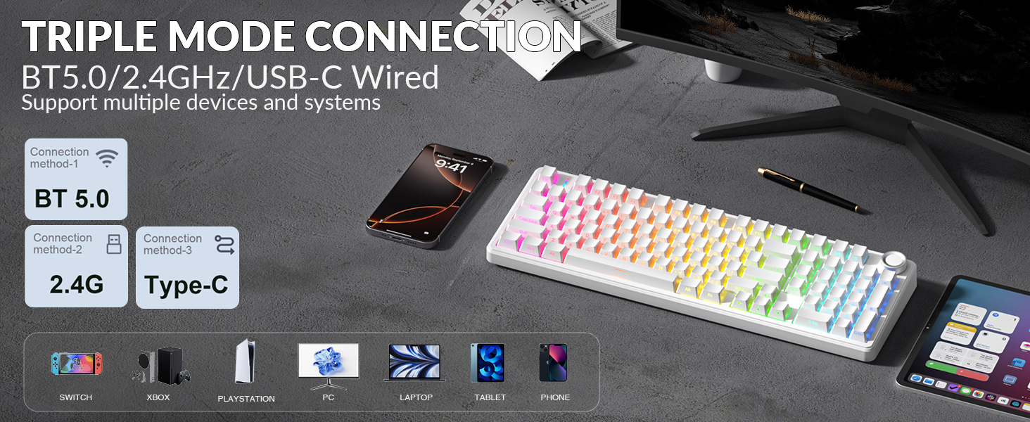 wireless keyboard mechanical keyboard office keyboard silent keyboard multi device keyboard 