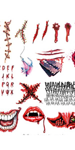 Halloween Bleeding Wound Scar Fake Tattoos