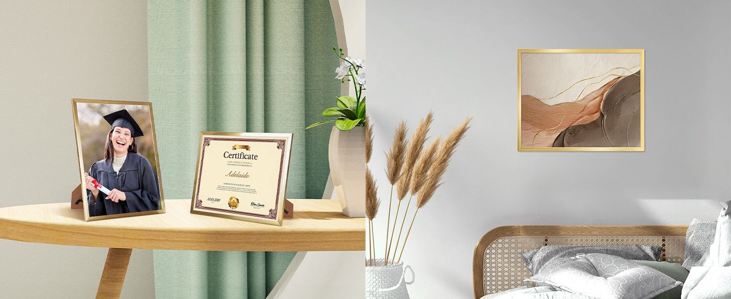 Lavezee 8.5x11 Picture Frame Gold Display 8.5 x 11 Inch