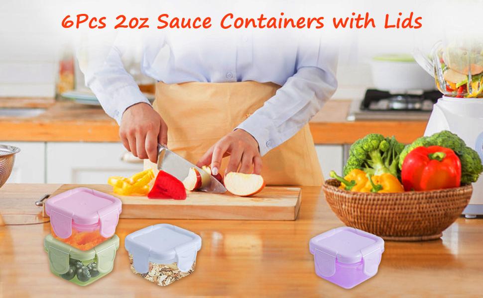 SwirlColor Sauce Containers With Lids Mini Sauce Pots Dip Cups Travel