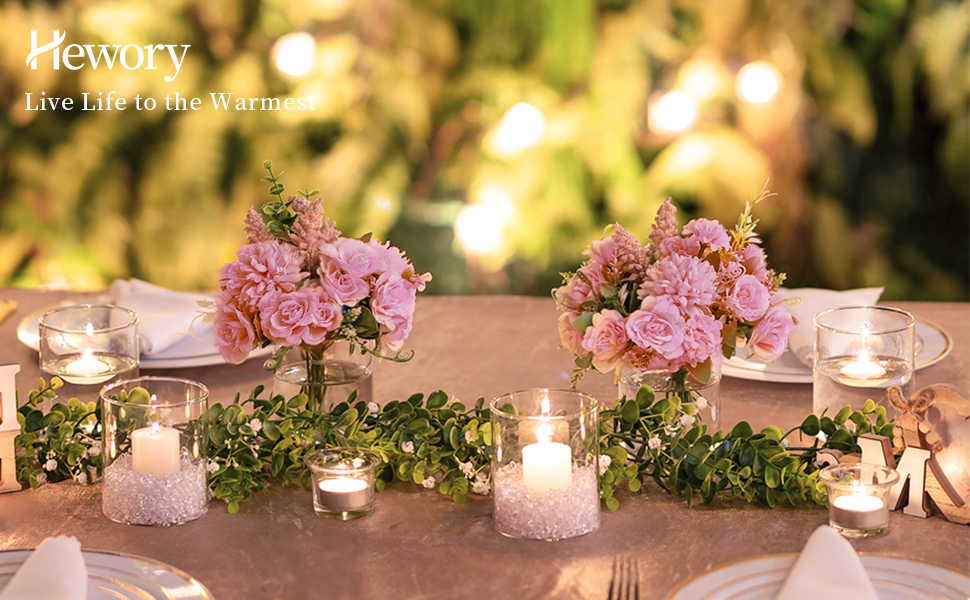 Hewory Glass Hurricane Candle Holder Set of 6, Clear Glass Candle Holders for Pillar