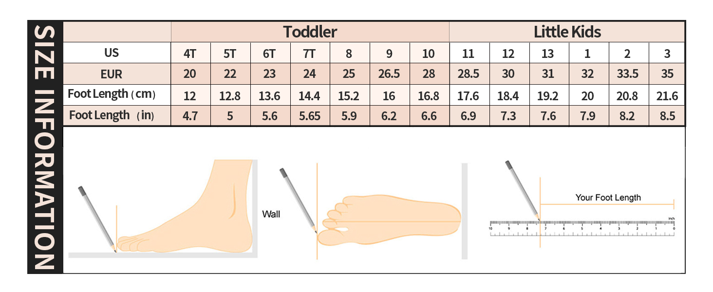 Kids Sandals size chart