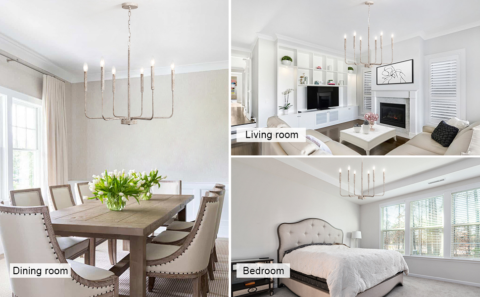 ZCHAOZ 6 Light Distressed French Country Chandelier Rustic Antique