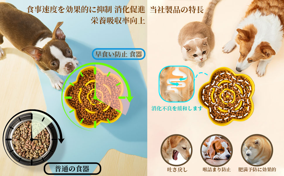 未使用　ペット用スローフィーダー セラミックと防水ボウルセット Amazon | 【早食い防止】 ペット用セラミックスローフィーダー