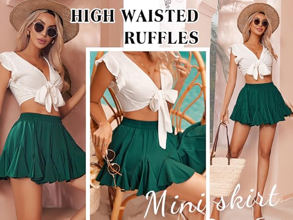 Jade highwaist mini skirt AM1381 ♡ M ANDMARY】Jade highwaist mini skirt