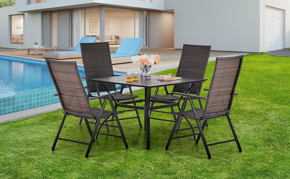PHIVILLA Patio Folding Dining Chairs Set Of 2,Outdoor Rattan Wicker Portable Chairs With High Backrest,Foldable Camping Chairs For Lawn,Garden,Beach,Pool,Deck 12 163