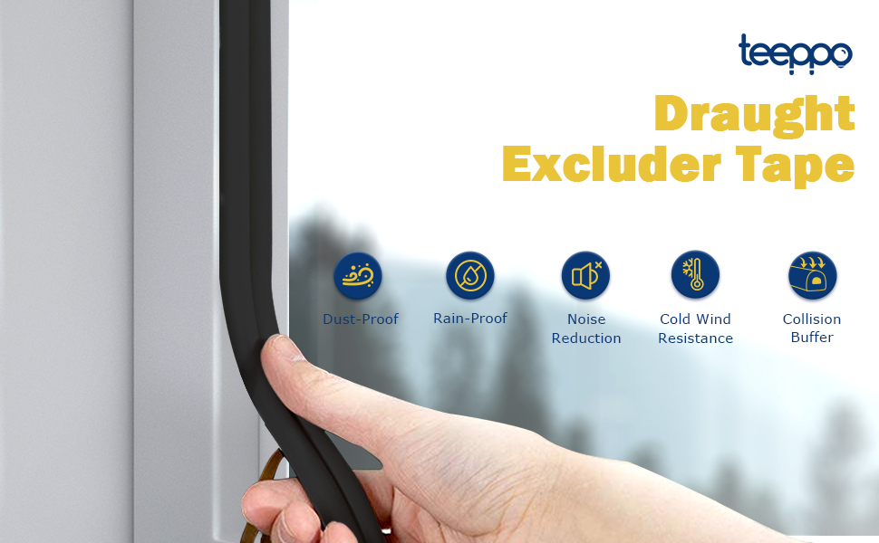 teeppo Draft Excluder for Doors, 32ft Draught Excluder for Window, Self