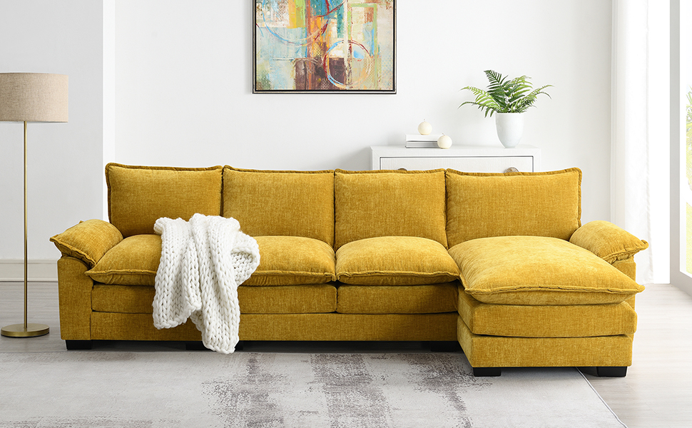 Neylory 118" Convertible Sectional Sofa Couch, 45 Seat Modern LShaped Sofa with