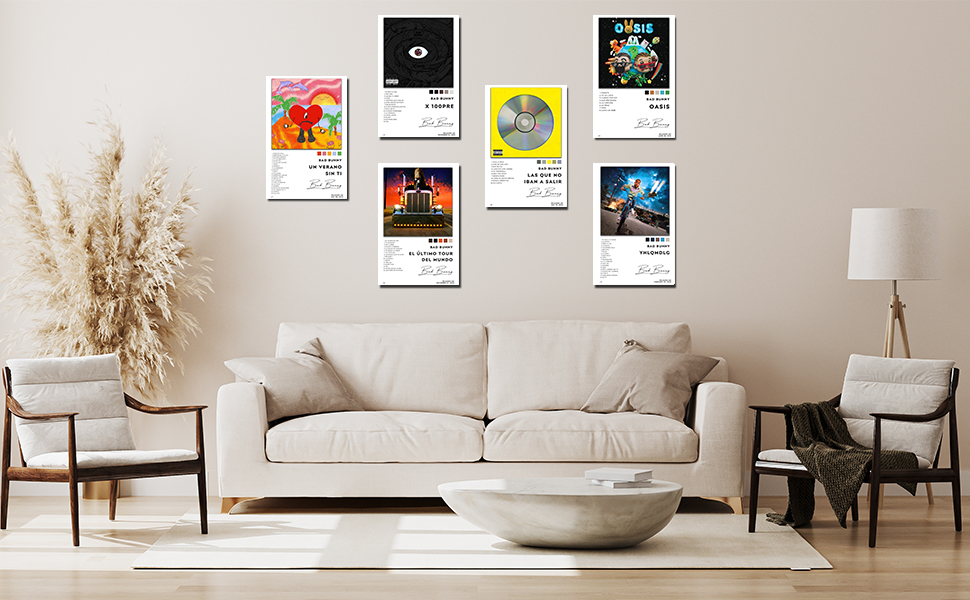 Bad Bunny album cover posters set