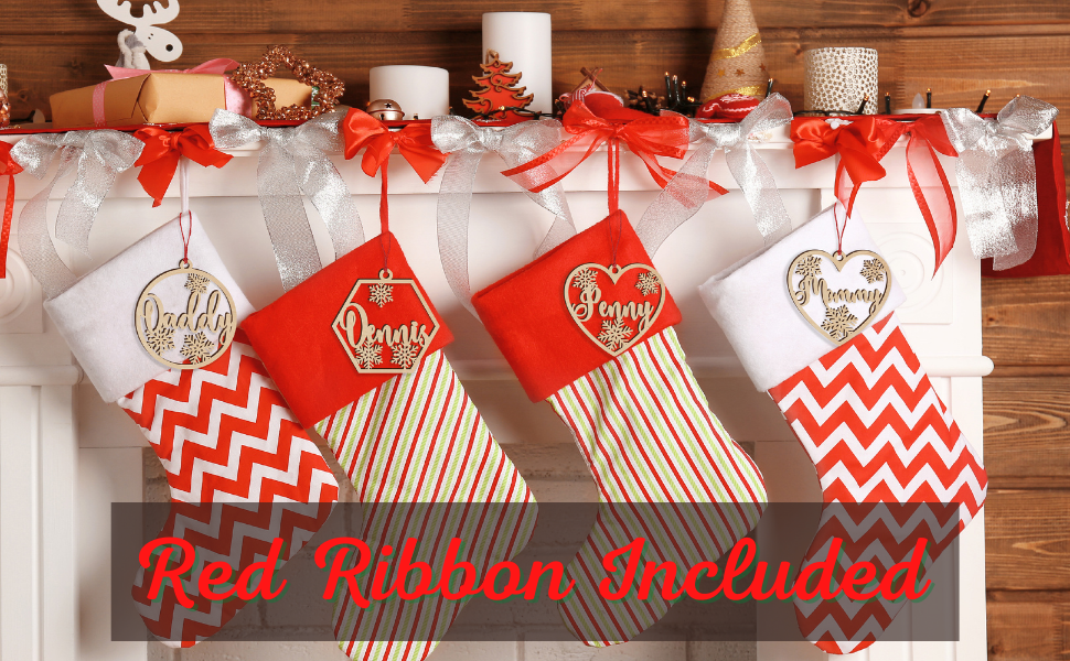 Personalized Christmas Stockings Name Tags, 3 Optional