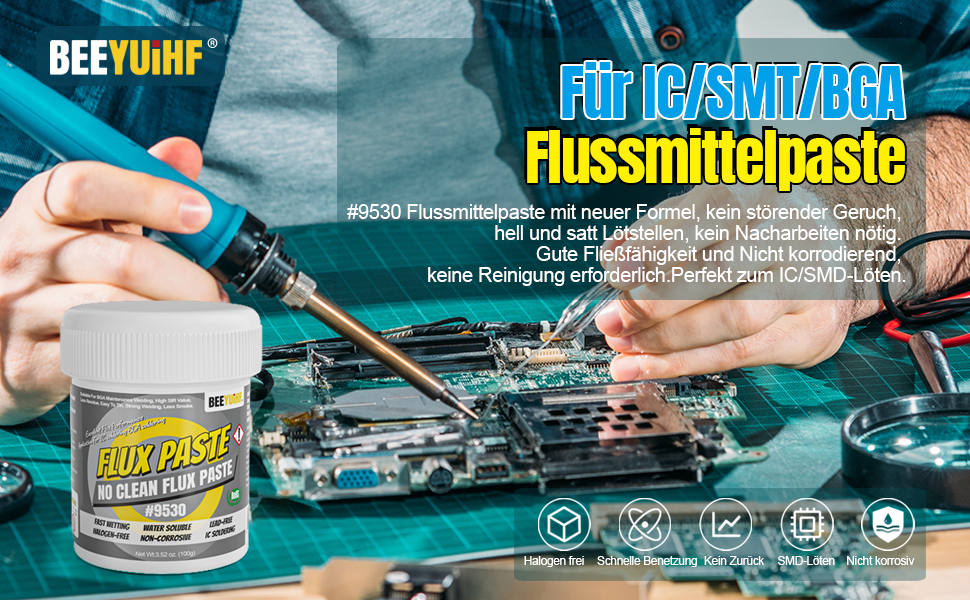 BEEYUIHF No Clean Soldering Paste Flux, BGA Soldering Flux Paste