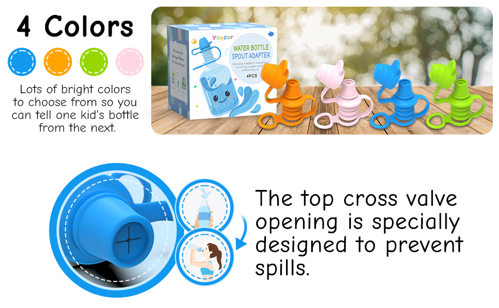 Yilador No Spill Silicone Water Bottle Cap for Toddler