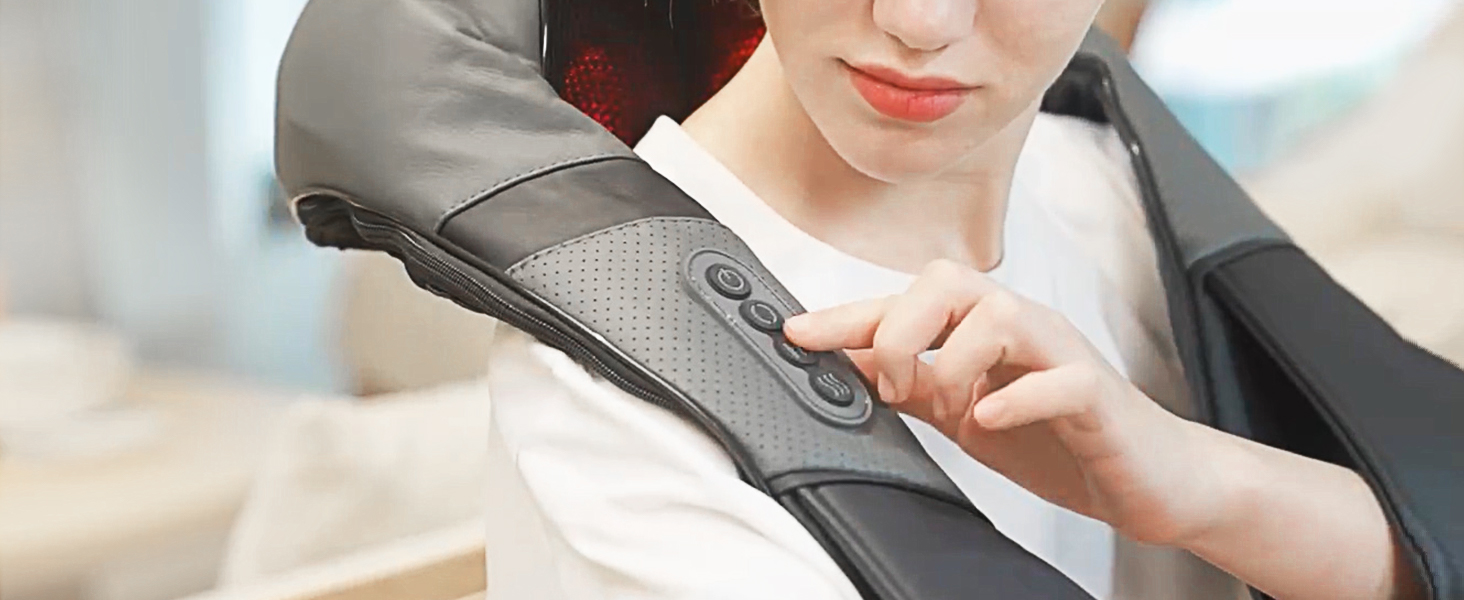 Neck and Shoulder Massager with Heat, Electric Shiatsu Back Massage Device, Portable Deep Tissue 3D Kneading Pillow for Muscle Pain Relief at Home, Of 9 3