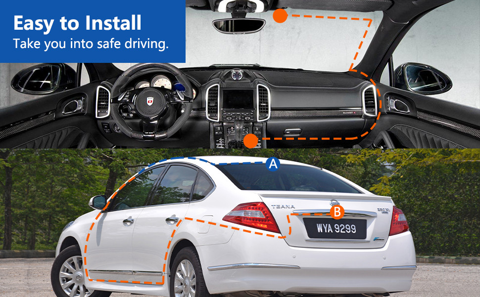 Dash Cam for Car Security Camera Front and Rear Vehicle