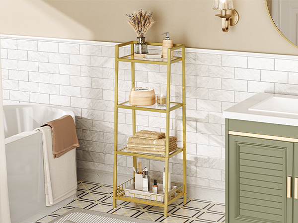 置物 Gold prestige Amazon.com: HOOBRO Gold Glass Shelf Stand, 4 Tier Standing