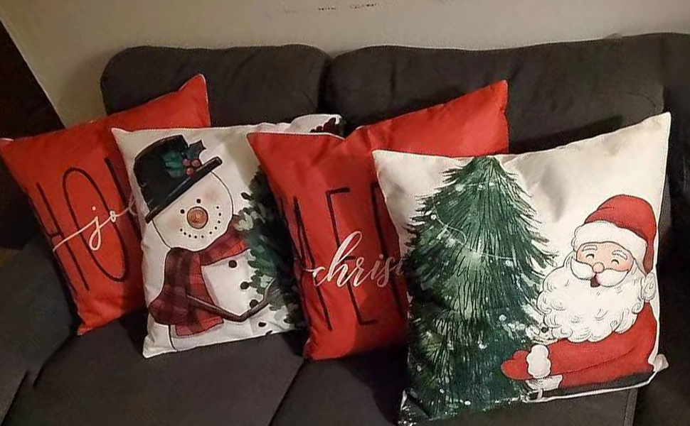 Fecuheko Christmas Decorative Pillow Cover Set, 18 x 18 in