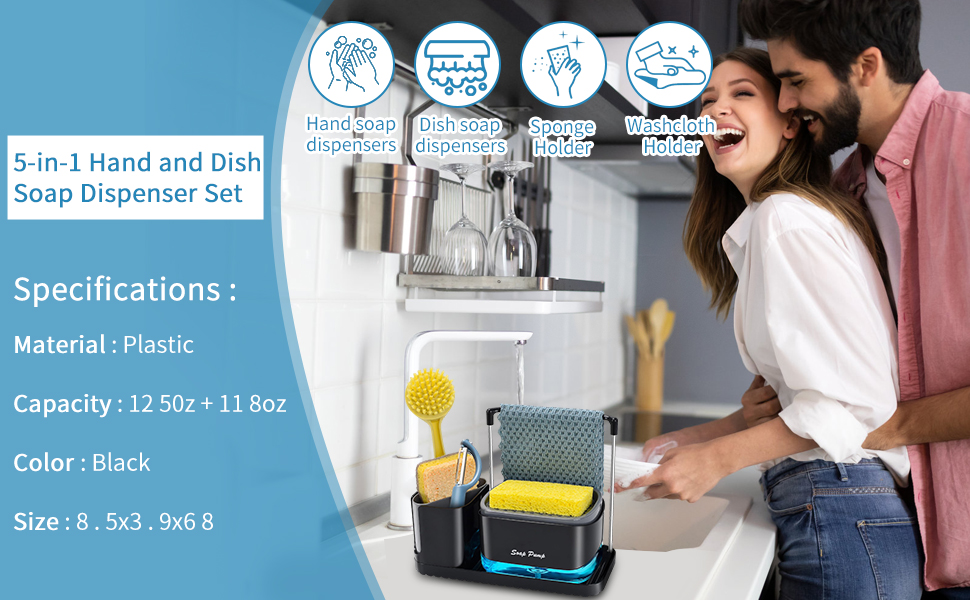 Soap Dispenser Kitchen Set, Washing Liquid Dispenser,Sink Organiser