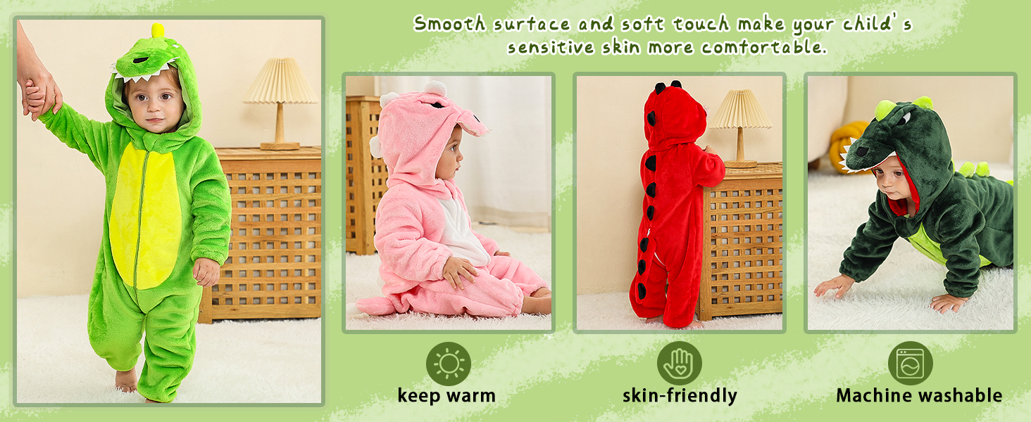 Unisex Baby Dinosaur Costume Newborn Girls Boys Rompers Zipper Jumpsuit