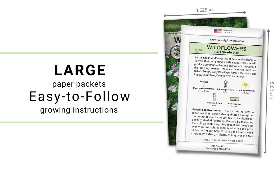 Sow Right Seeds Wildflowers Seeds Mix for Planting in Partial Shade NonGMO
