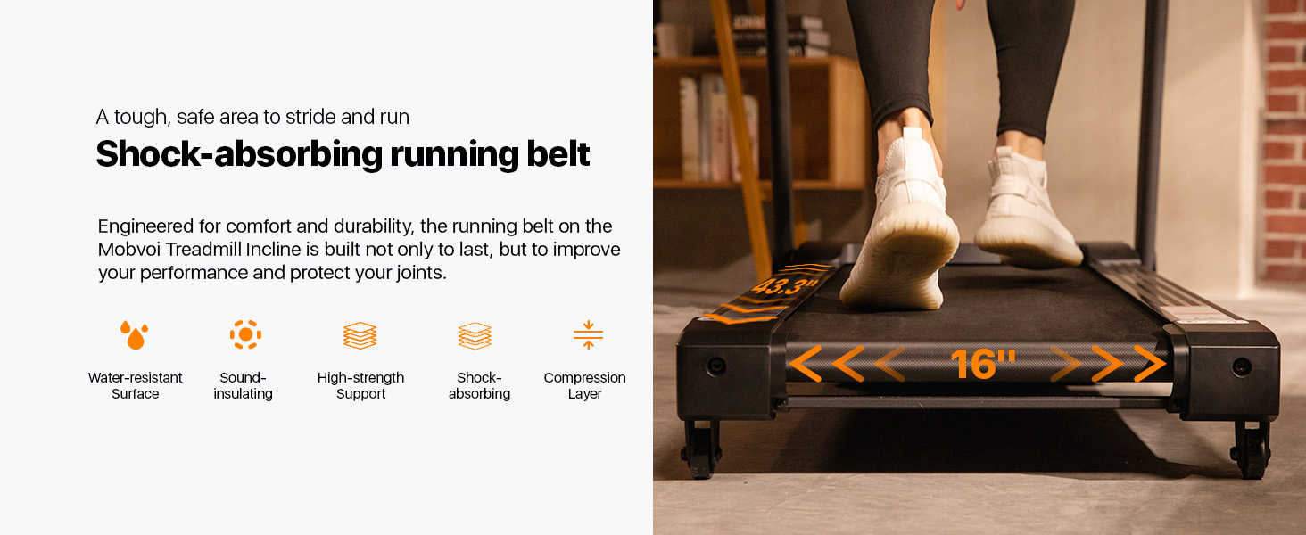 Mobvoi Home Treadmill Incline 3HP Folding Treadmill 15 Inclines with