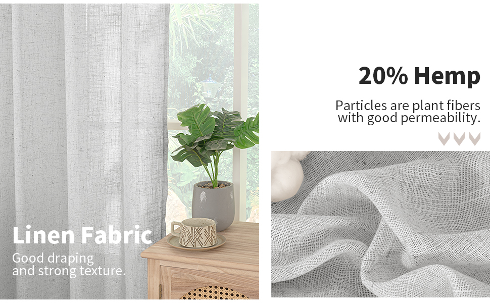 BGment Linen Curtains 84 Inch Long for Living Room, Natural Linen