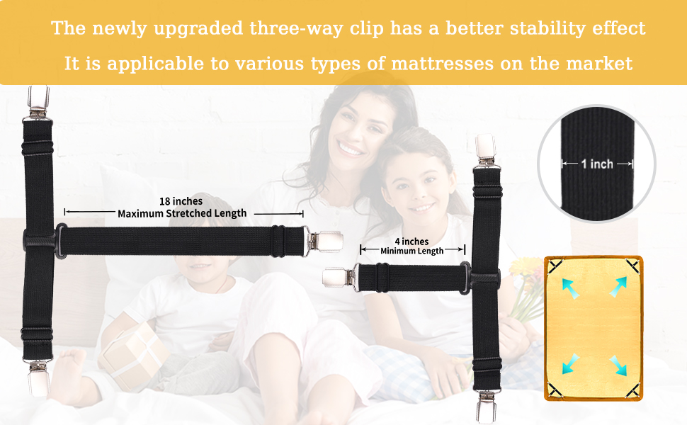 wonhag Bed Sheet Straps Gripper Holder Fitted Sheet Clips Heavy Duty Adjustable Bed