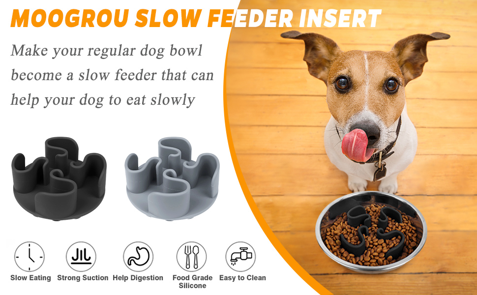 MOOGROU Slow Feeder Dog Bowls Insert,Silicone Dog Food