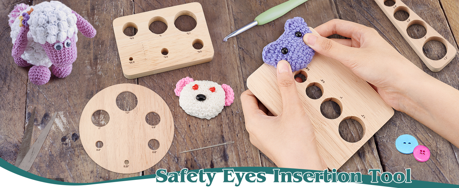 PH PandaHall 2pcs Safety Eyes Insertion Tool Wood Auxiliary Tool for