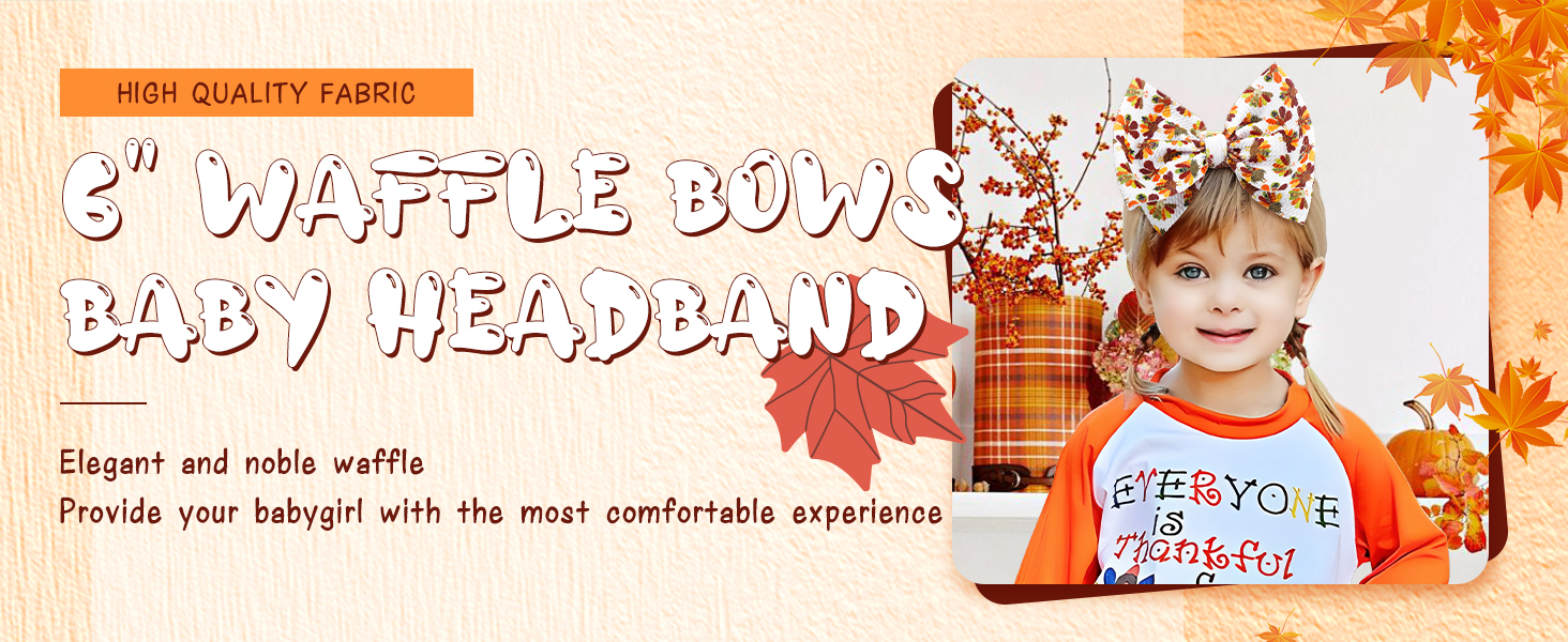 Thanksgiving Baby Headbands Bows Orange 