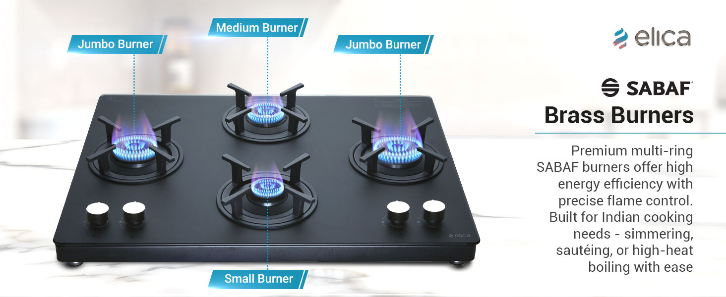 Elica 70cm 4 Burner Gas Stove with sabaf burners