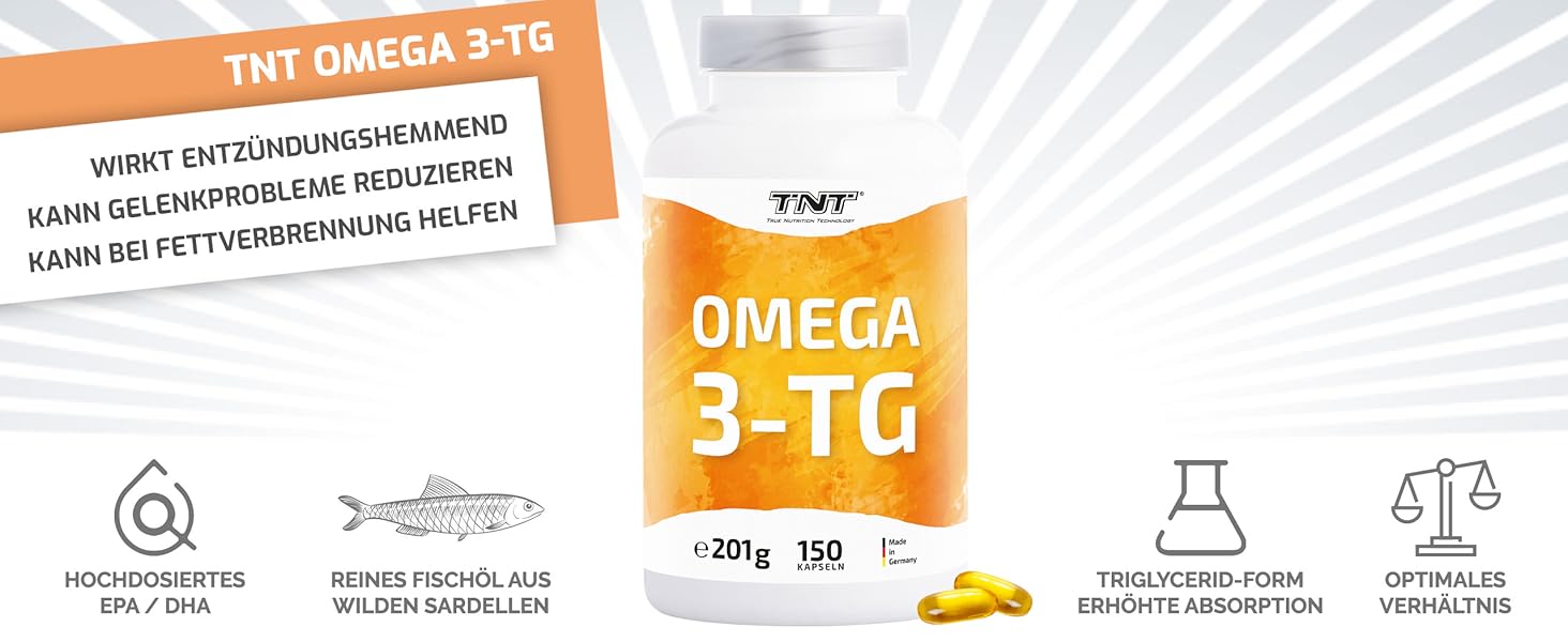 TNT Omega 3 (150 Kapseln) • 2760mg Fischöl mit EPA & DHA pro Tagesdosis