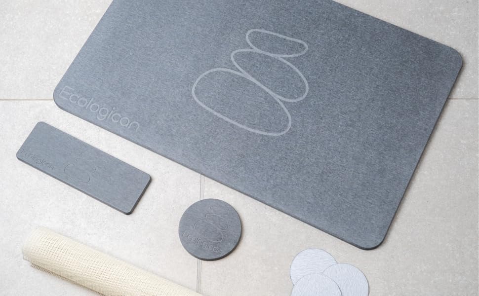 Ecologican Stone Bath Mat Set Super Absorbent 3