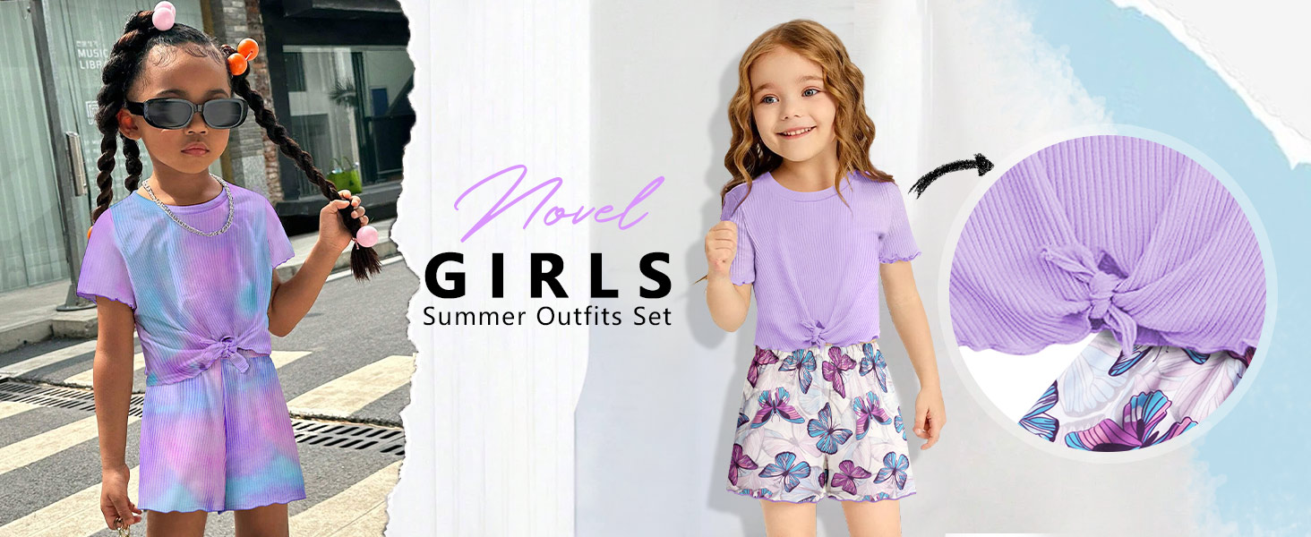 Toddler Girl Clothes 12-18 18-24 Months 2T-3T-4T-5TGirls Summer Clothing Set Tie Dye Short-Sleeved 