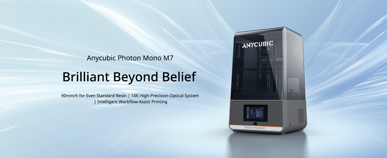 ANYCUBIC 14k Resin 3D Printer Photon Mono M7, 150mm/h High Speed Printing, Upgraded COB Source System and Intelligent Detection, 8.78x4.96x9.06 inches Printing Size 7 M7