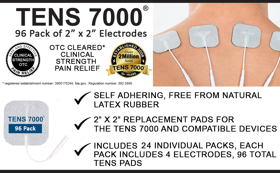 TENS 7000 Official TENS Unit Electrode Pads 96 Pack